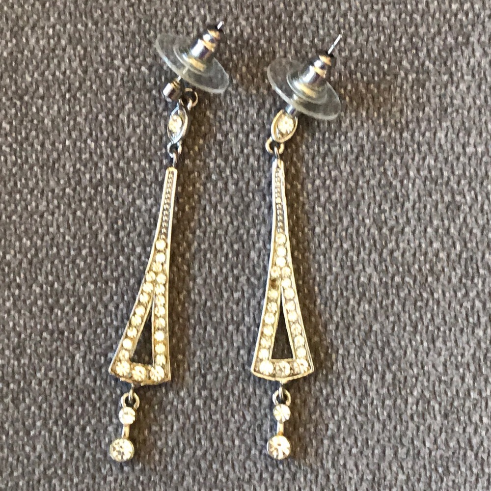 Bling! Dangly silver & cubic zirconium earrings
